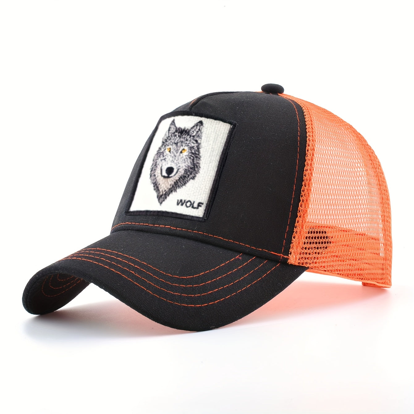 Men'S & Women'S Wolf Embroidery Snapback Trucker Hat - Breathable, Fitted, All-Season Outdoor Sports Cap with Adjustable Sizing, Outdoor Sports Cap|Adjustable Headgear|Snapback Closure