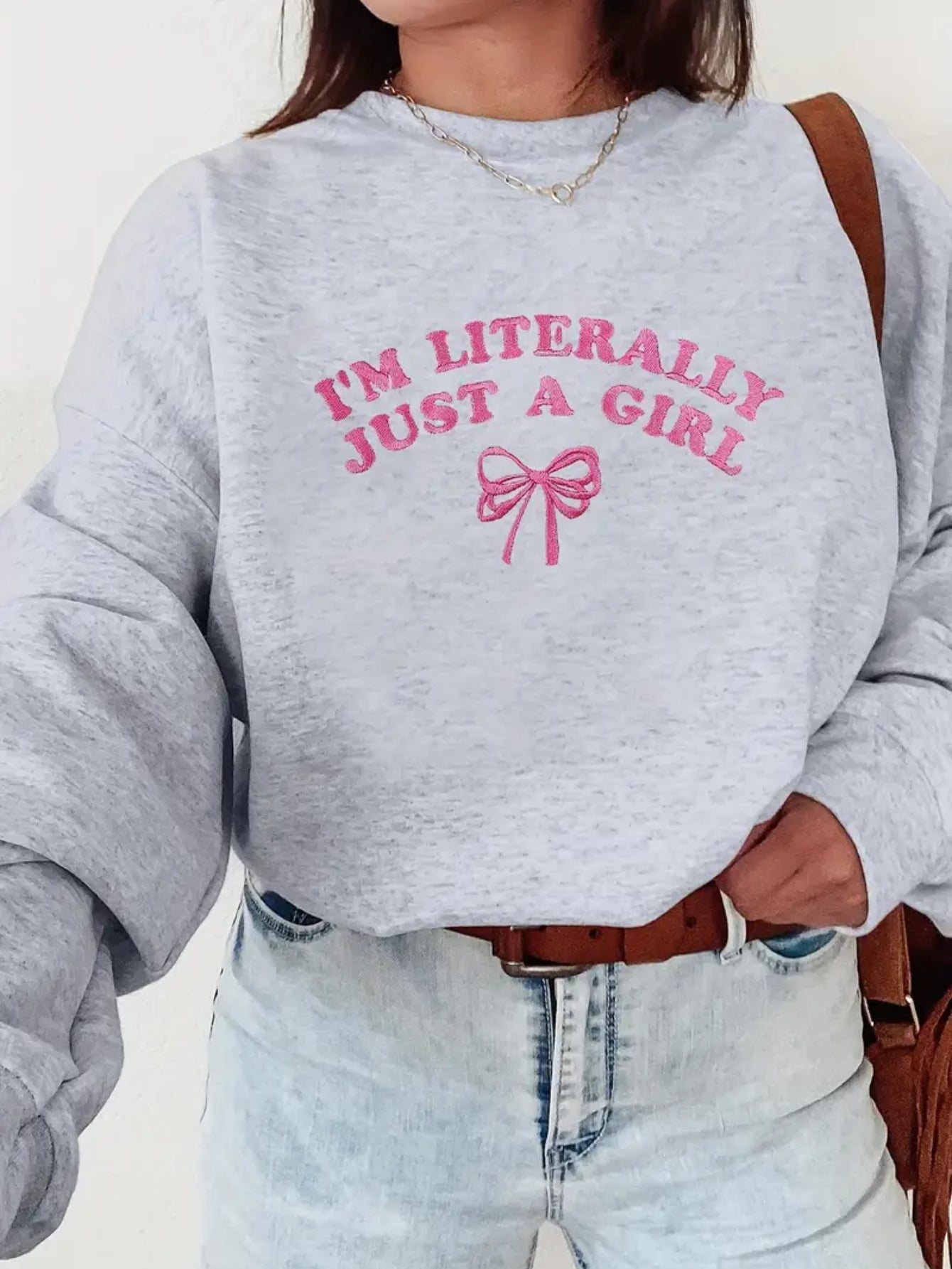 Women'S Casual Crew Neck Sweater, Long Sleeve Pullover for Autumn/ Winter, Knit Grey Sweatshirt