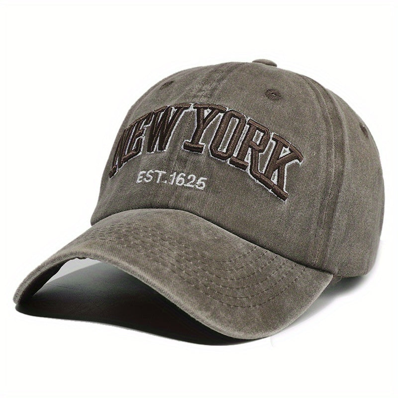 Letter Embroidery Washed Vintage Duckbill Cap New York Women's Baseball Cap Washed Duckbill Cap