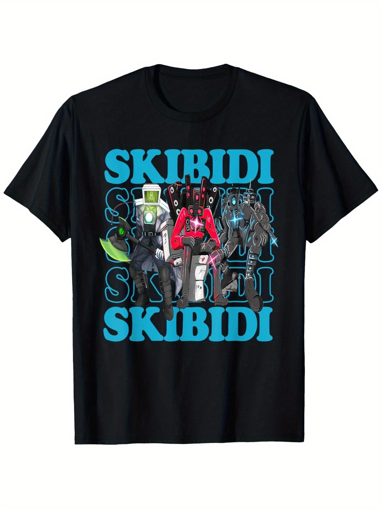 Skibidi Toilet Cameraman. Tvman. Speakerman T-Shirt Black Shirt for 5-13Y Boy Girl Teen Black