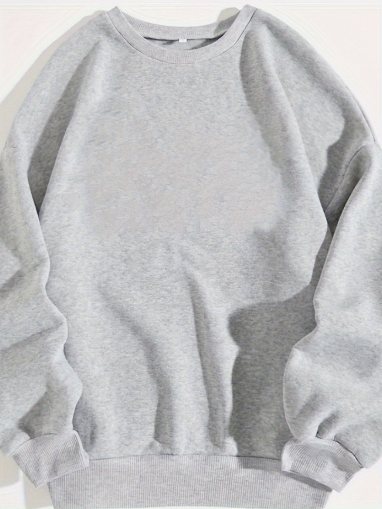 [Grey Sweater] Grey Long Sleeve Crew Neck Women's Casual Sweater | Autumn/Winter Knit Pullover Sweatshirt