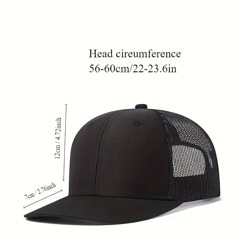 [Adventure] Men's Black Mesh Baseball Cap with Running Horse Design - Breathable Trucker Hat for Outdoor Sports & Casual Wear