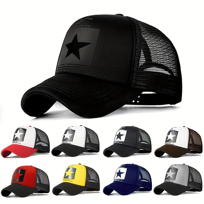 Lightweight Breathable Mesh Unisex Trucker Hat - Pentagram Print Baseball Cap - Casual Sports Dad Hats For Women & Men