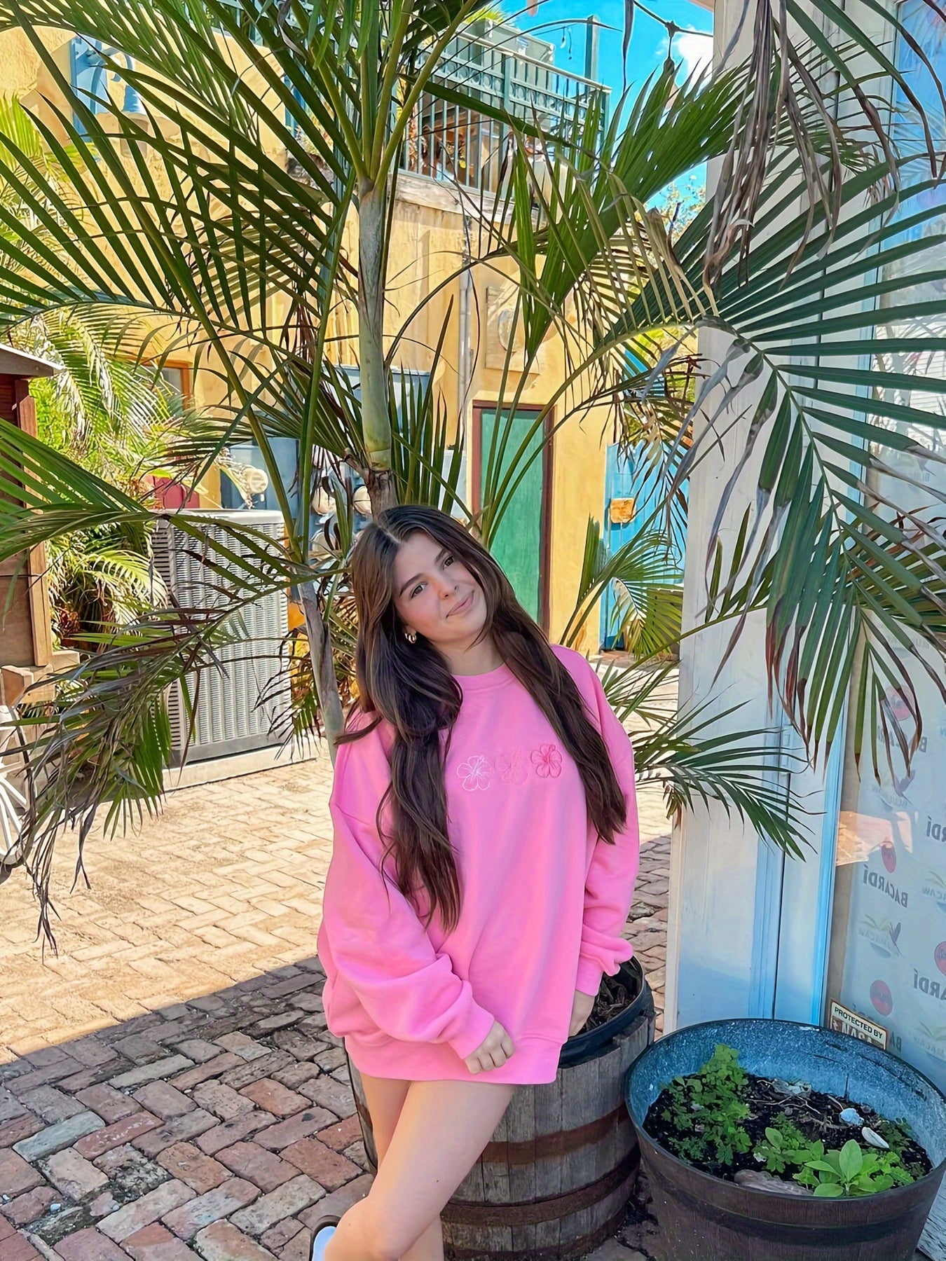 Women'S Long-Sleeved Round Neck Light Blue Butterfly Pattern Three-Color Round Neck Sports Sweatshirt Suitable for Going Out And Partying Streetwear