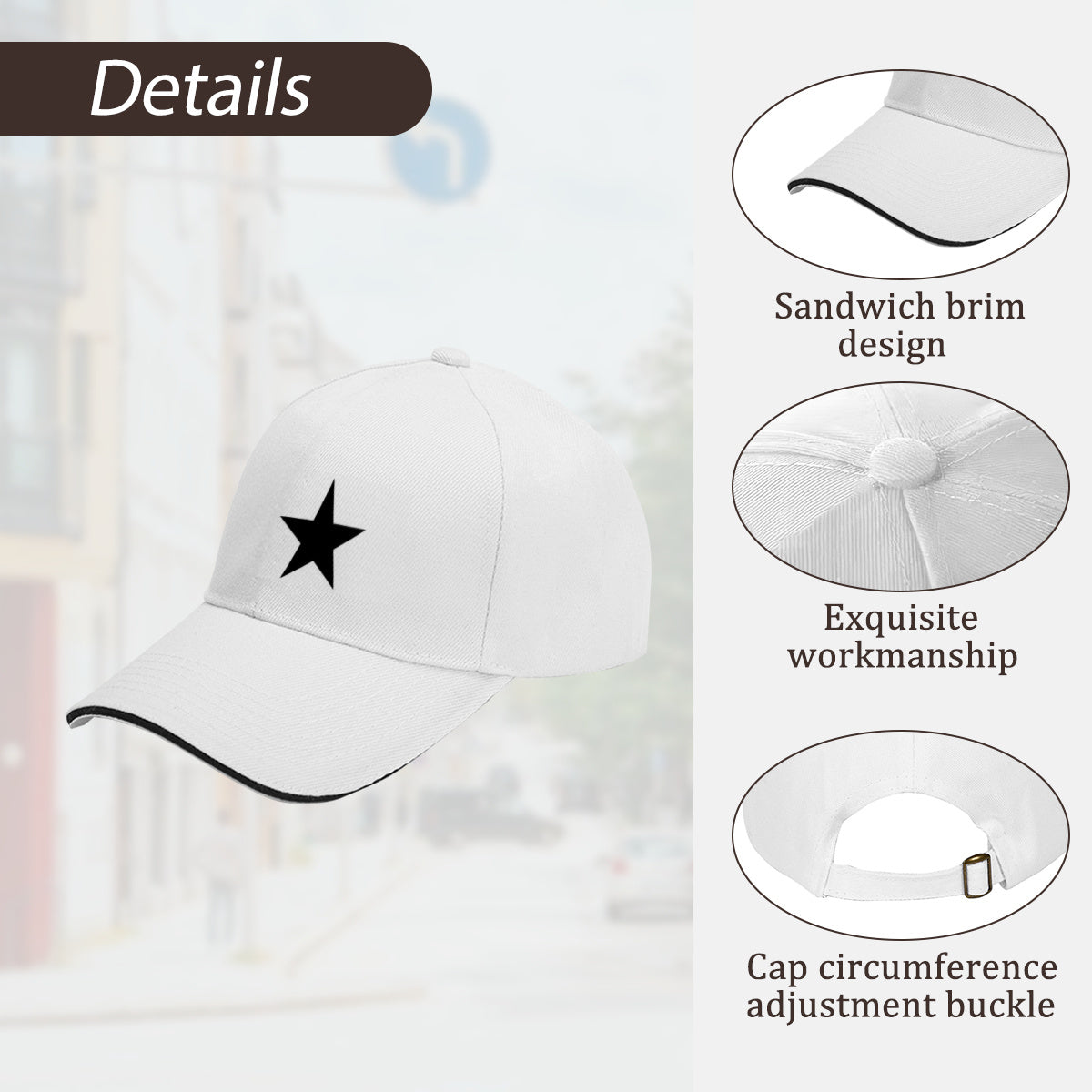 Five-Pointed Star, a Unisex Baseball Cap, Casual Street Rebound Hat, Lightweight Adjustable Visor for Both Men And Women