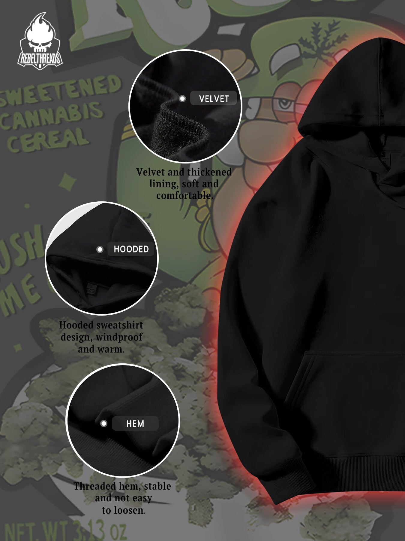 [Trendy Hoodie] Trendy CAP'N CRUNCH 270G Autumn And Winter Fleece Hoodie | Men'S Personalized Trendy Hip-Hop Streetwear With Kangaroo Pocket