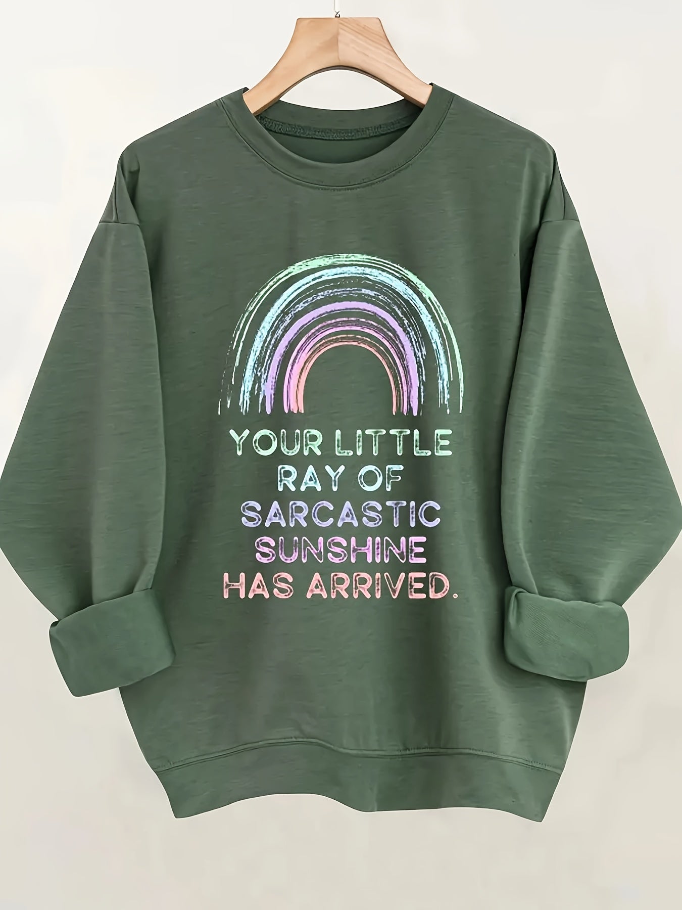 [Rainbow Graphic Sweatshirt] Cozy Rainbow Women's Graphic Sweatshirt | Casual Long Sleeve Crew Neck Pullover with 