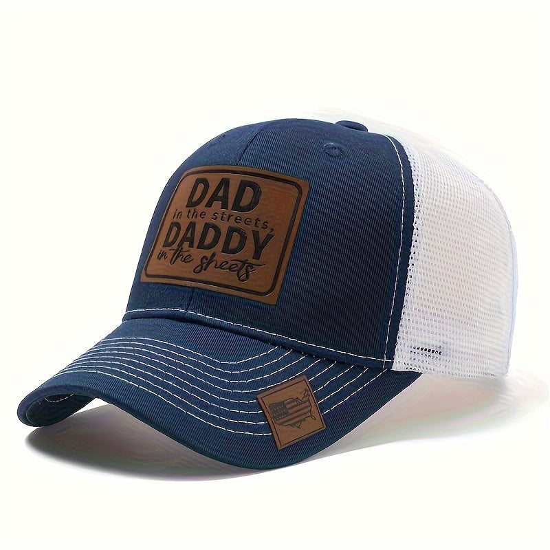 Curved Brim Baseball Cap - Breathable Mesh Trucker Hat with Dad Label, Snapback Closure, Casual Leisure Style for Outdoor Sports and Everyday Wear