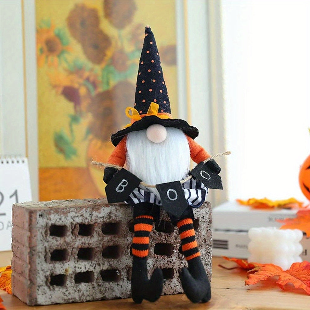 Fast Arrival 2PCS Halloween Orange Pumpkin Gnome Scandinavian Tomte Swedish Gnomes Christmas Decoration Hanging Christmas Tree Gift Plush Handmade Home Farmhouse Kitchen Tiered Tray Decoration Halloween Gnome