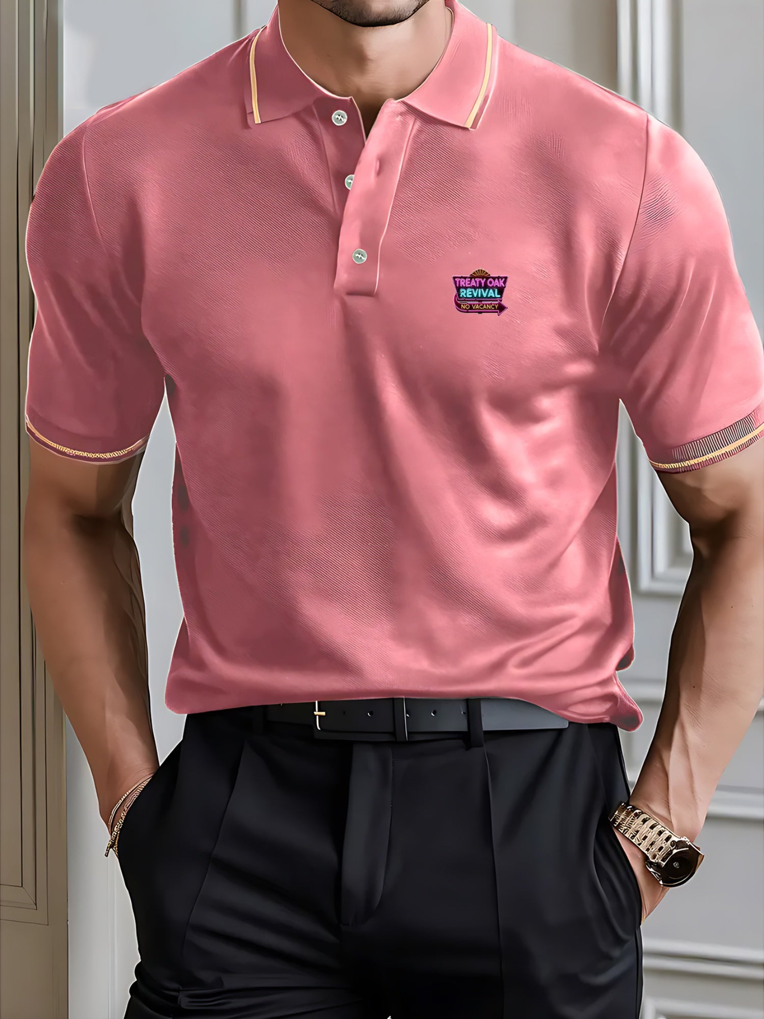 Hip-Hop Men'S Summer Short Sleeved Polo Shirt with Small Logo Pattern, High-End Feel, Light Business, Short Sleeved Top, Golf, Tennis, Fishing, Leisure Vacation Wear