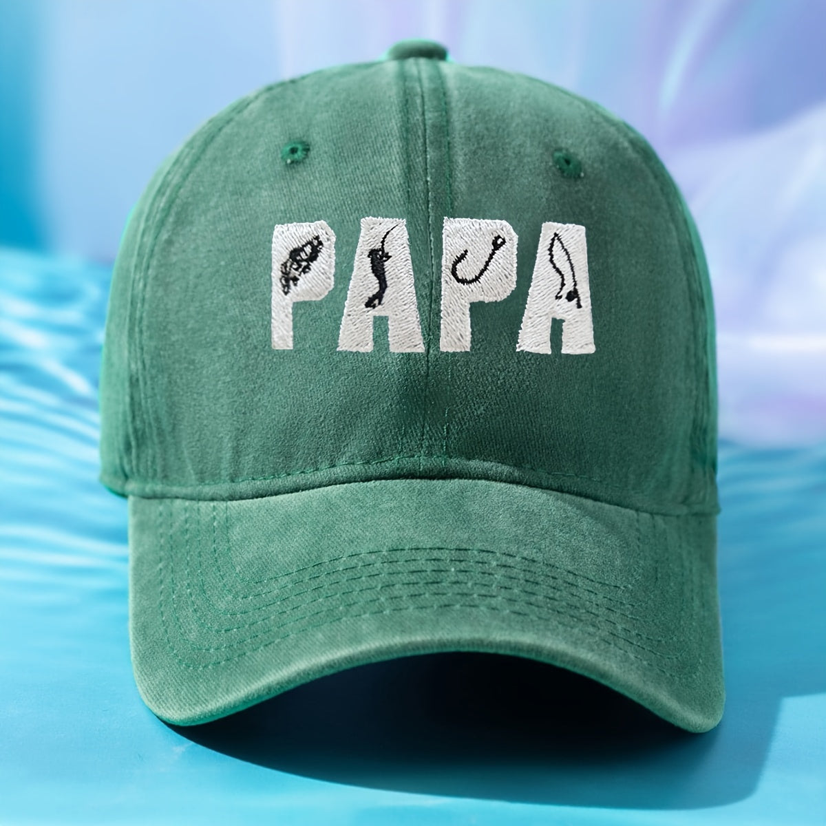 Personalized and Fashionable Men's and Women's Embroidered PAPA Fishing Washable Baseball Cap Outdoor Adjustable Casual Duckbill Cap