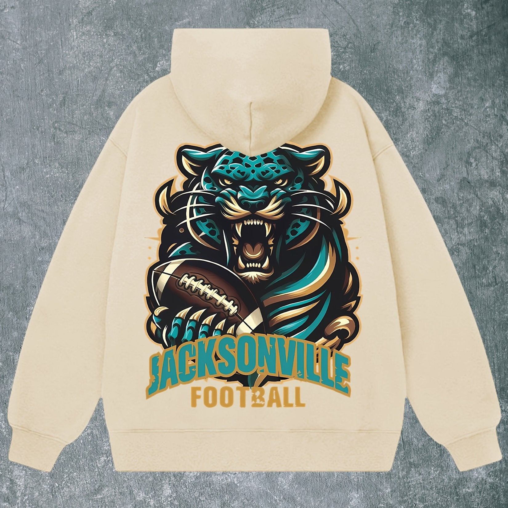 Jacksonville Football Men's Hoodie - Navy Blue Blend, Fierce for JAGUAR Design, Long Sleeve Pullover for Fall & Winter, Casual and Comfortable Streetwear, Football Hoodie