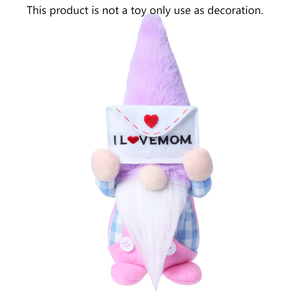 Mother'S Day Spring Summer Decoration Plush Gnome Ornament Set, Pink Flower Envelope Men'S And Women'S Gnome Indoor Desktop Window And Door Party Decoration