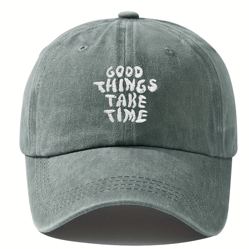 Vintage Washed Embroidered Letter Baseball Cap With Adjustable Peaked Curved Brim For Unisex Outdoor Travel, Camping, Sun Hat, Party, And Hip Hop