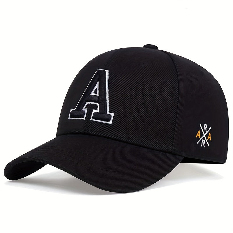 [Solid Color Embroidery Baseball Cap] Letter A Embroidery Baseball Cap Solid Color Simple Casual Sports Hat Sunscreen Dad Hats