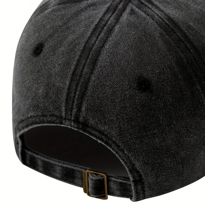 Vintage Washed Embroidered Letter Baseball Cap With Adjustable Peaked Curved Brim For Unisex Outdoor Travel, Camping, Sun Hat, Party, And Hip Hop