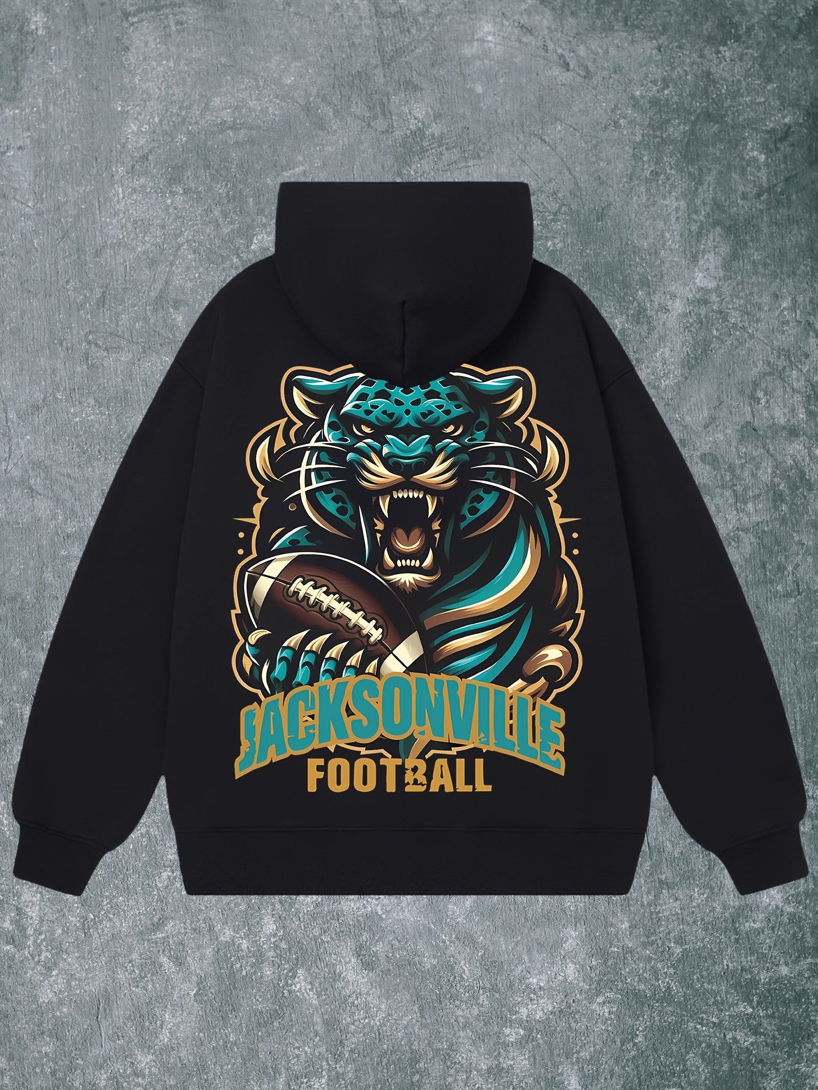 Jacksonville Football Men's Hoodie - Navy Blue Blend, Fierce for JAGUAR Design, Long Sleeve Pullover for Fall & Winter, Casual and Comfortable Streetwear, Football Hoodie