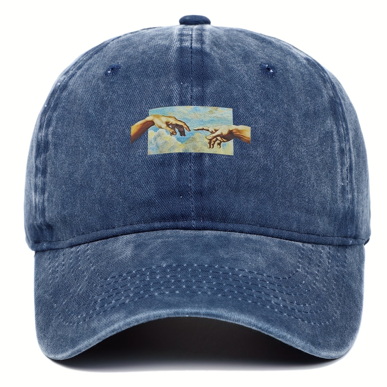 [Vintage Oil Painting Print Cap] Unisex Vintage Oil Painting Print Baseball Cap, Polyester Breathable Casual Embroidered Hat, Hand Washable, Flag Theme, Adjustable Fit