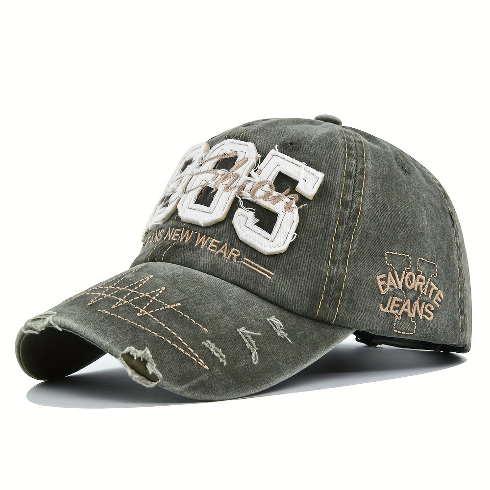 1985 Embroidery Vintage Lightweight Adjustable Dad Hat - Ripped Baseball Cap Washed Distressed Patch Sunscreen Sports