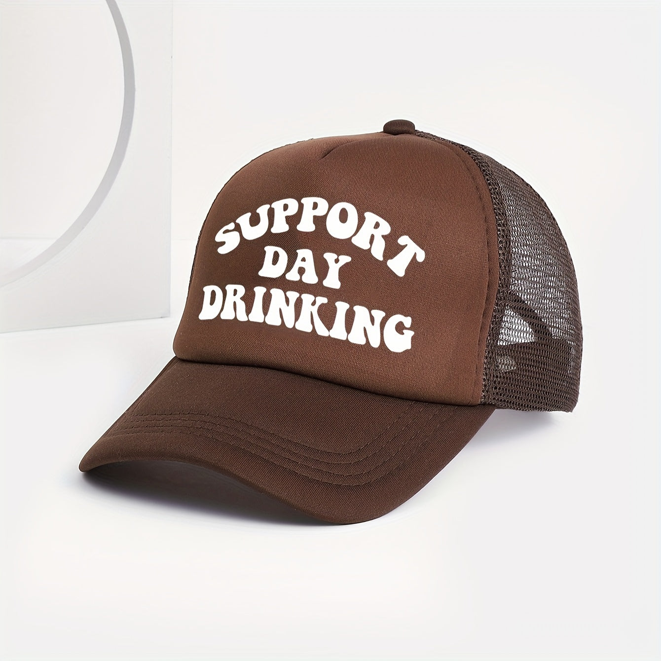 1pc Breathable Mesh Unisex Versatile Snapback Cap, Adjustable Letters Print Trucker Hat for Men Women