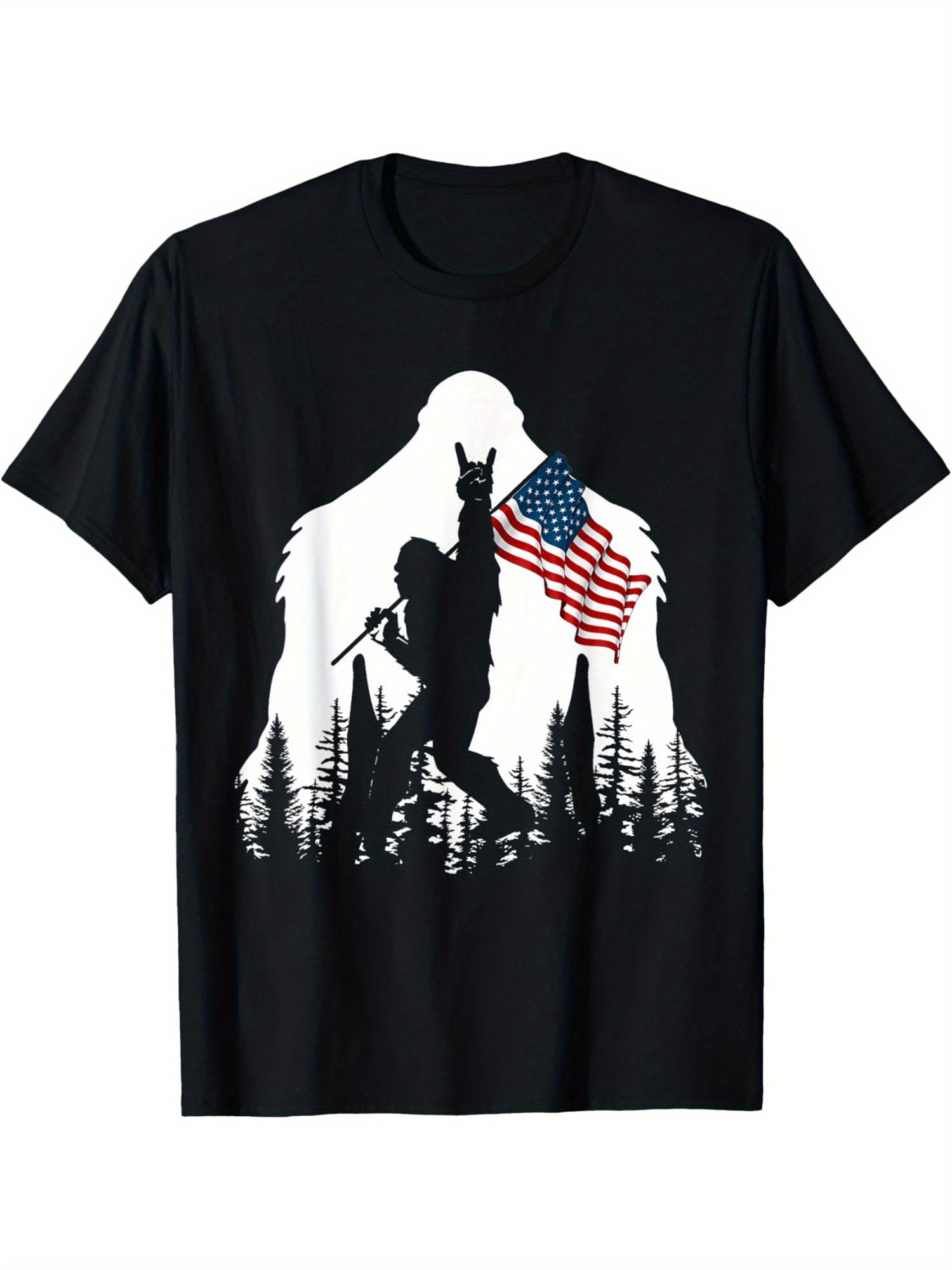 High Quality Funny American Flag Sasquatch Believers T-Shirt - Casual Men'S Women'S Christmas Party Gifts - Family Couple Matching Christmas Gifts for Dad Mom Sister Brother Friend