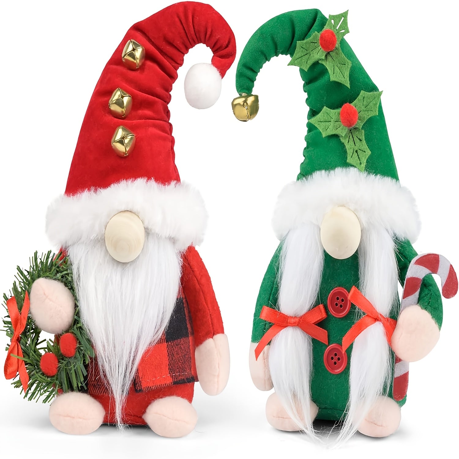 Handmade Glam Christmas Gnomes Plush Figurines, Polyester Scandinavian Elf Decorations, No Electricity Needed, for Festive Home Decor