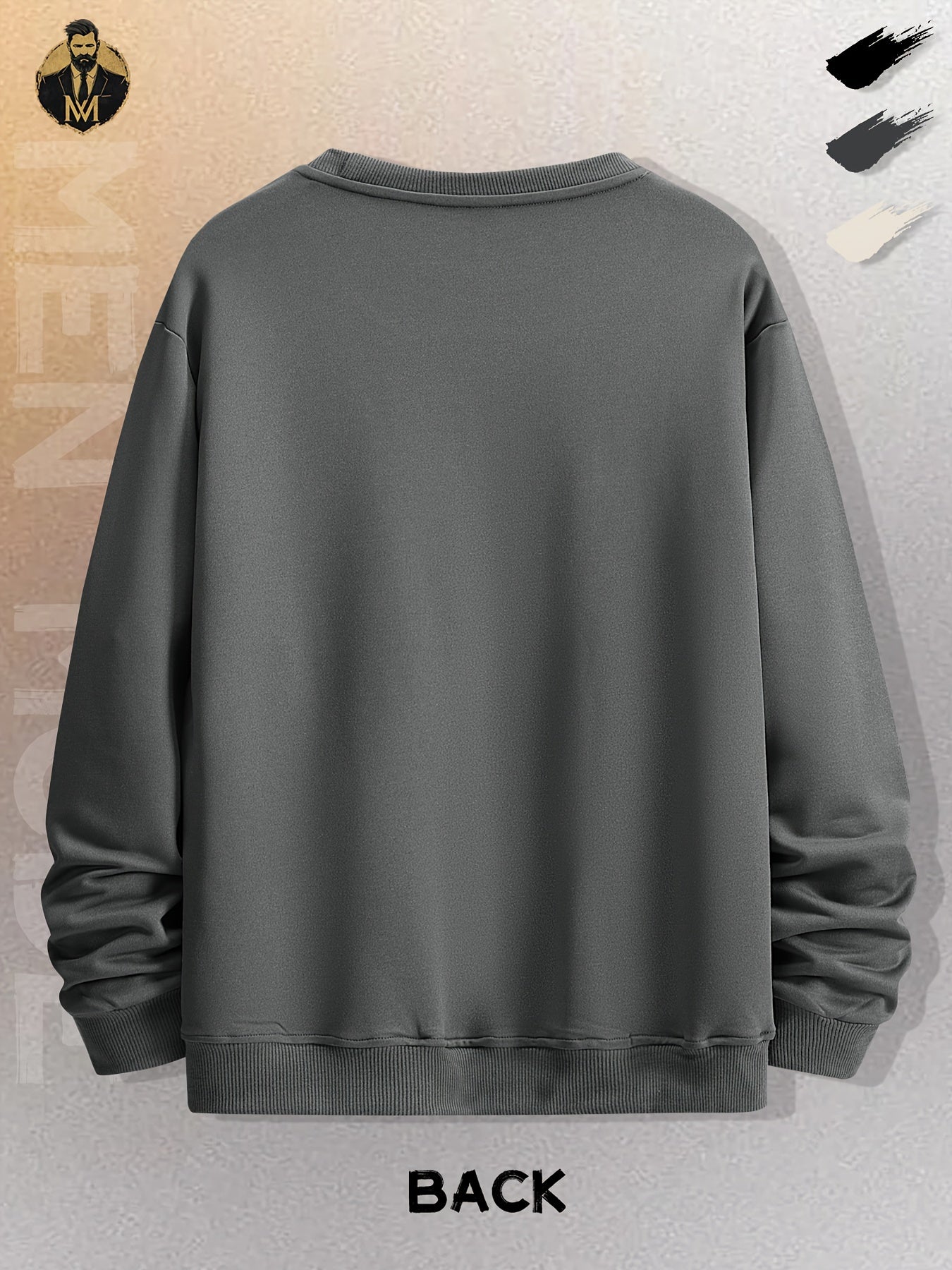 [Cozy Men's Sweatshirt] Cozy Loose Fit Men's Graphic Sweatshirt | Durable Polyester Blend, Ribbed Cuffs, Casual & Versatile for Autumn/Winter, Outdoor Travel | Gray with Michael Myers Print