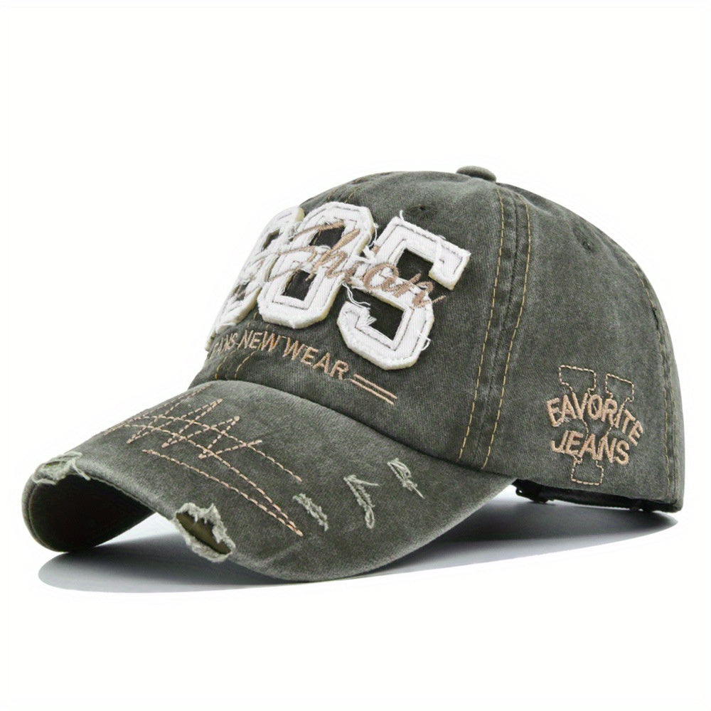 1985 Embroidery Vintage Lightweight Adjustable Dad Hat - Ripped Baseball Cap Washed Distressed Patch Sunscreen Sports