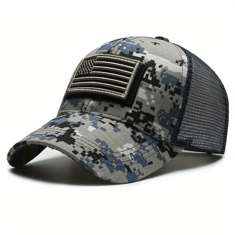 American Flag Camouflage Baseball Cap - Breathable, Adjustable Fit for Outdoor Sports & Hiking - For Men & Women - Perfect for Summer Activities - Great Gift for Outdoor Enthusiasts