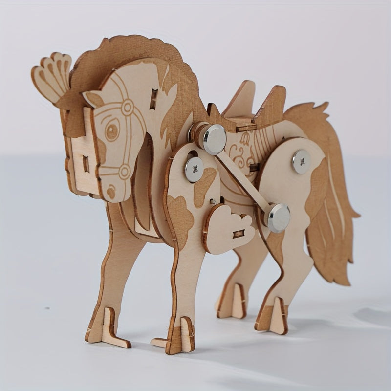 3D Handmade Wooden Walking Dance Horse | Creative Assembly Toy Puzzle DIY Handmade Dance Horse Desktop Ornaments | Suitable For Christmas Gifts Birthday Gifts