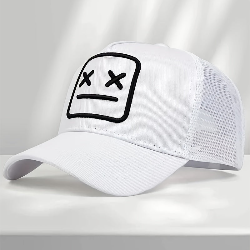 Unisex Embroidered Robot Baseball Cap, Versatile Polyester Trucker Hat, Casual Style, Breathable Sunshade, Ideal for Daily Wear & Outdoor Sports, Perfect Gift for Men & Women