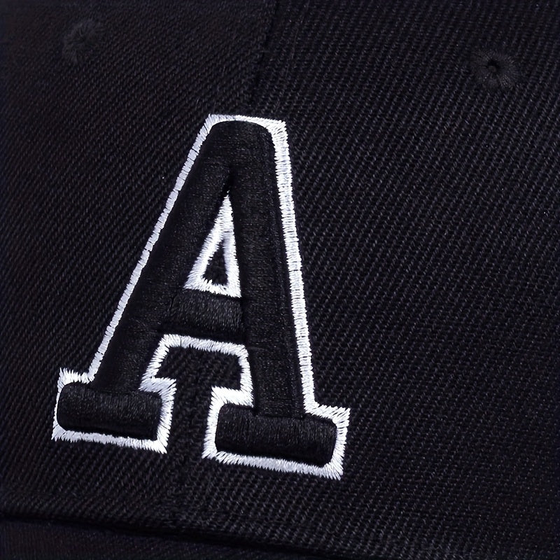 [Solid Color Embroidery Baseball Cap] Letter A Embroidery Baseball Cap Solid Color Simple Casual Sports Hat Sunscreen Dad Hats