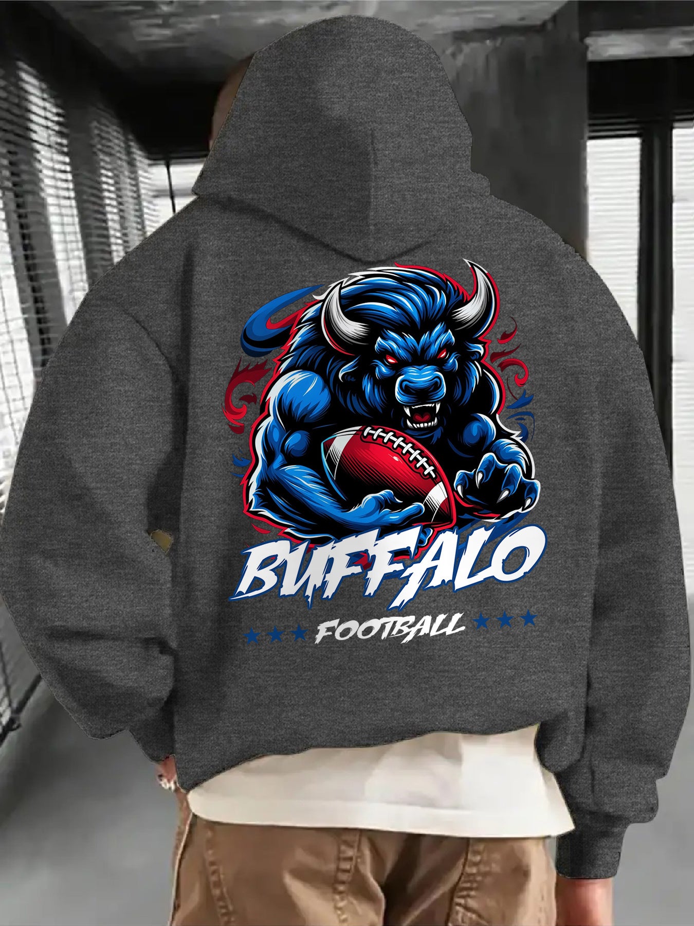 1pc Baltimore Football Graphic Print Hoodie - Thickened Warm Unisex Pullover with Pocket, Machine Washable Casual Sweatshirt for Men & Women, Autumn Winter Outdoor Apparel for Football Fans, Sports Fan Apparel | Bold Back Des