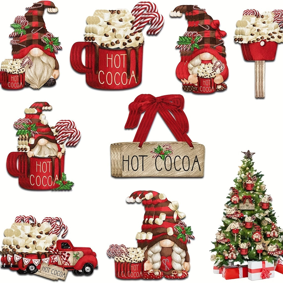 Wooden Santa Claus Hanging Decorations - Perfect For Christmas Hot Cocoa & Outdoor Festival Parties!
