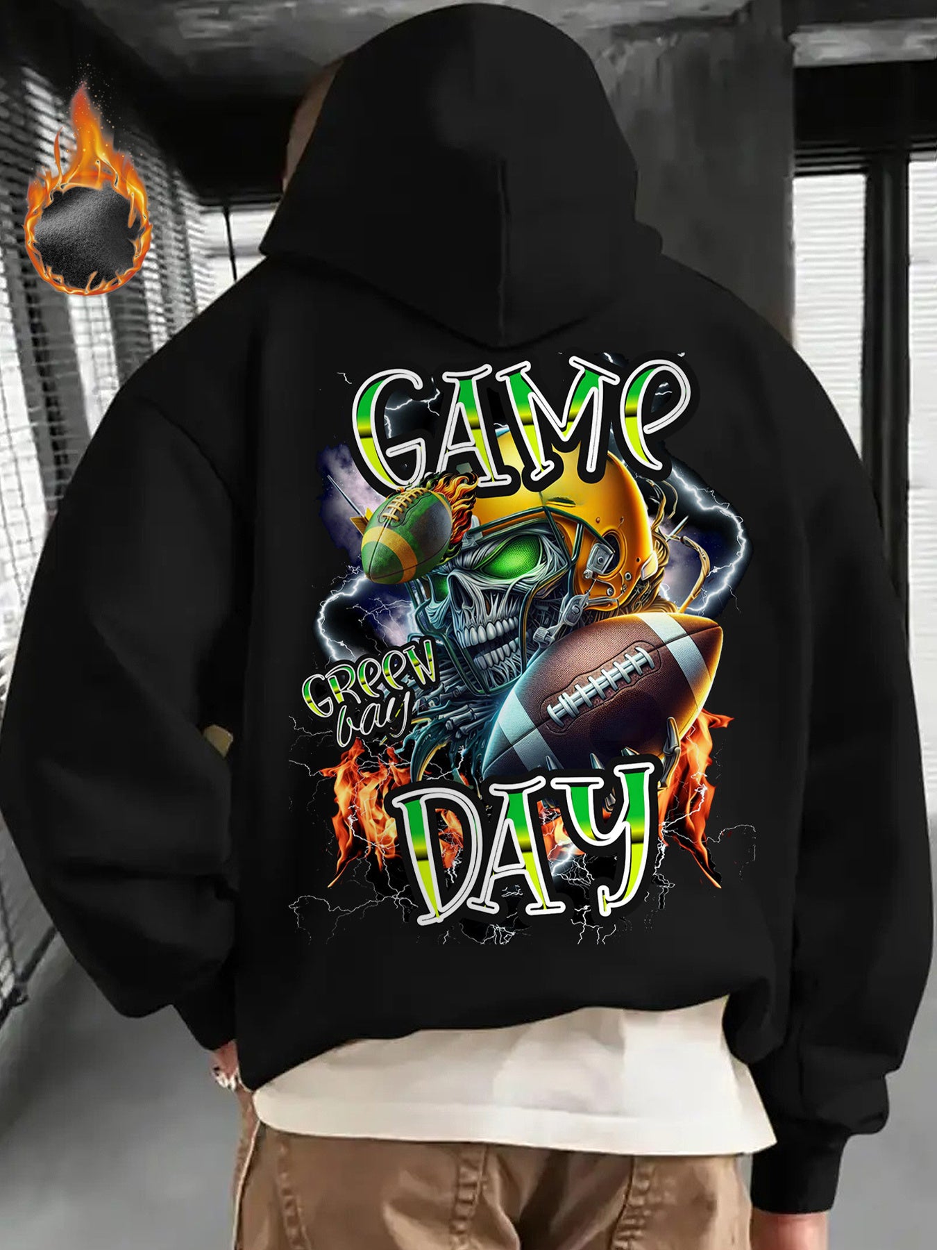 Cozy Comfort | Men's Football Game Day Graphic Hoodie - Cozy Fleece-Lined Pullover with Bold 