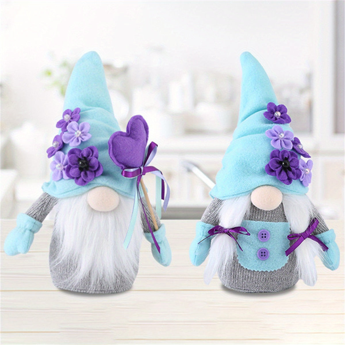 Mother's Day Gnome Decorations Gift - 3D Flower Scandinavian Nisse Plush Doll, Fabric Material, No Power Needed, Perfect for Home Ornaments & Party Decorations
