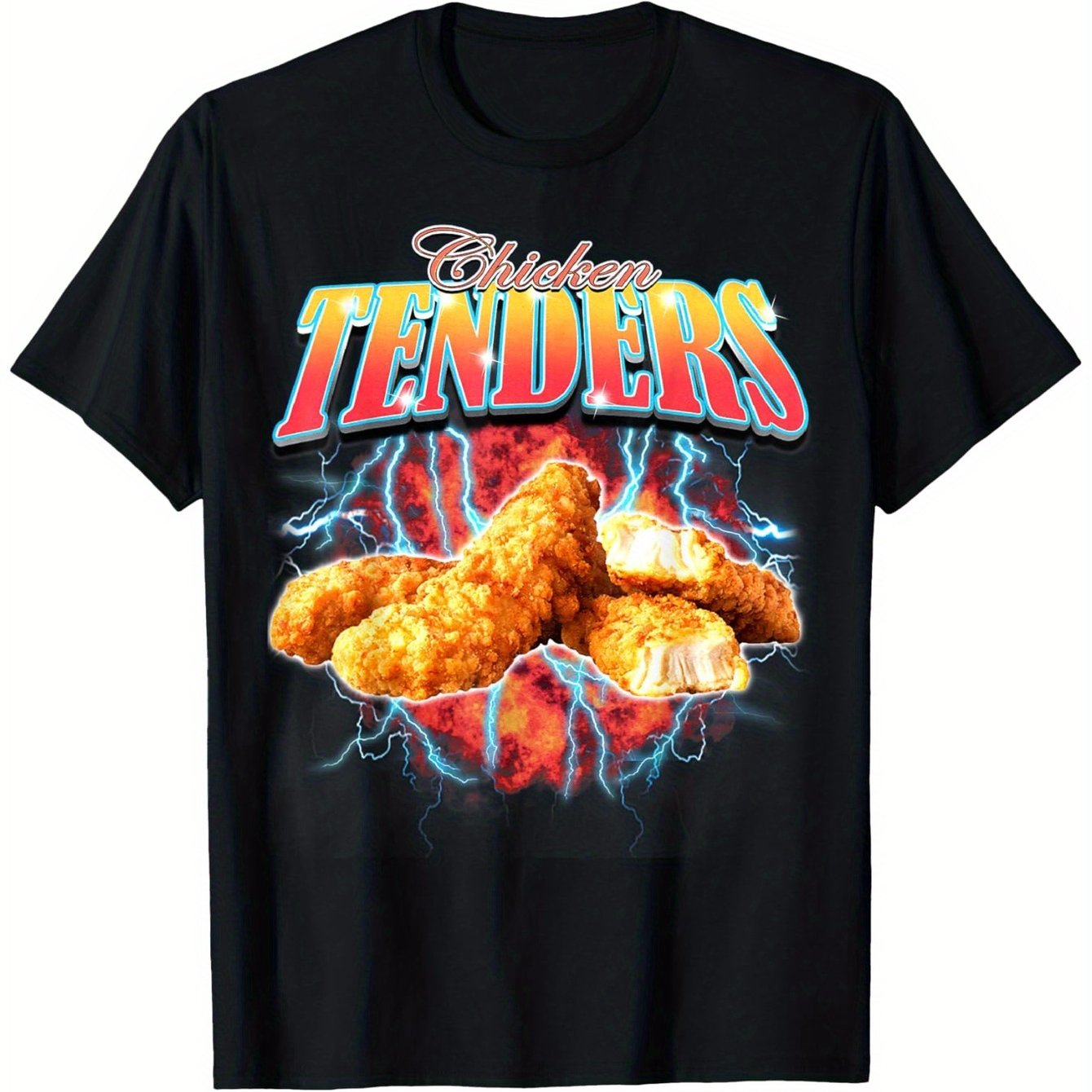 [Vintage Metal Tee] Ultra Soft Vintage 90s Heavy Metal Chicken Tenders Graphic Tee - Breathable & Moisture-Wicking Comfort Fit Crew Neck T-Shirt for Men and Women