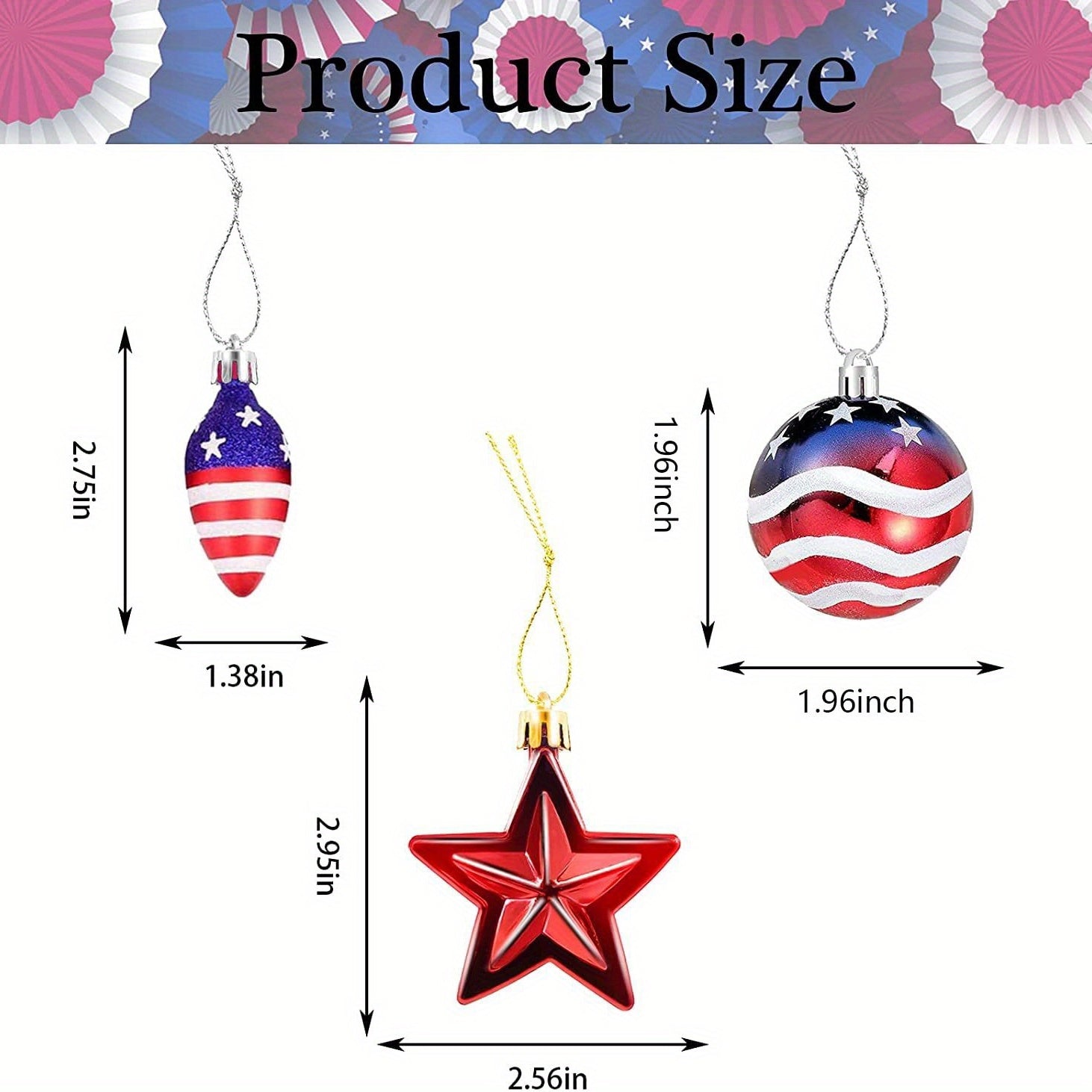 Independence Day Ornaments, Star Ball Bulb Shape Patriotic Hanging Decors for Home, Trees, Door, Closet