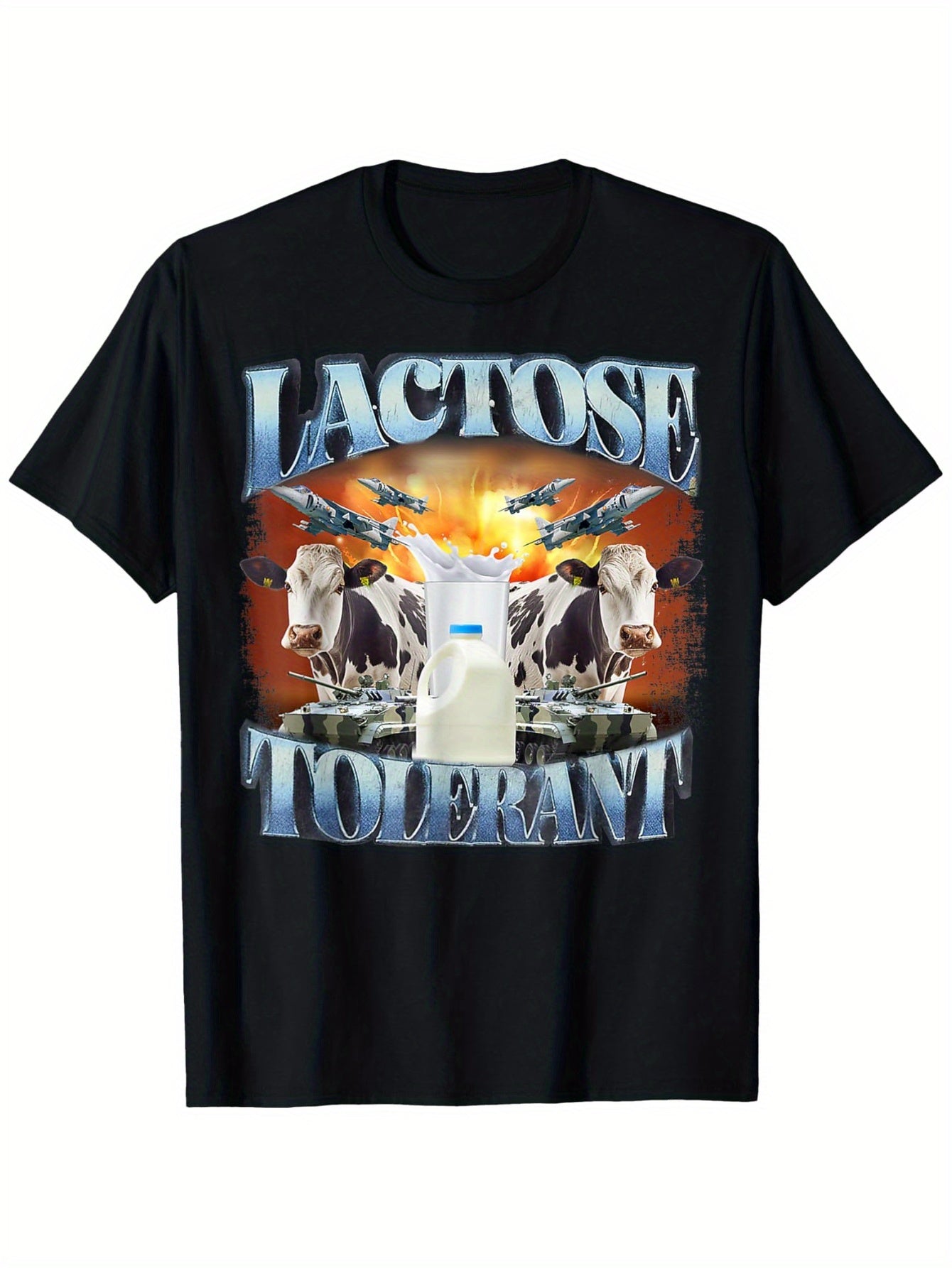 Lactose Tolerant Funny Meme T-Shirt – Unisex Casual Round Neck Short Sleeve Tee, 100% Cotton, S-XXXL, Black Graphic Print with Humorous Design, Perfect for Outdoor or Casual Attire