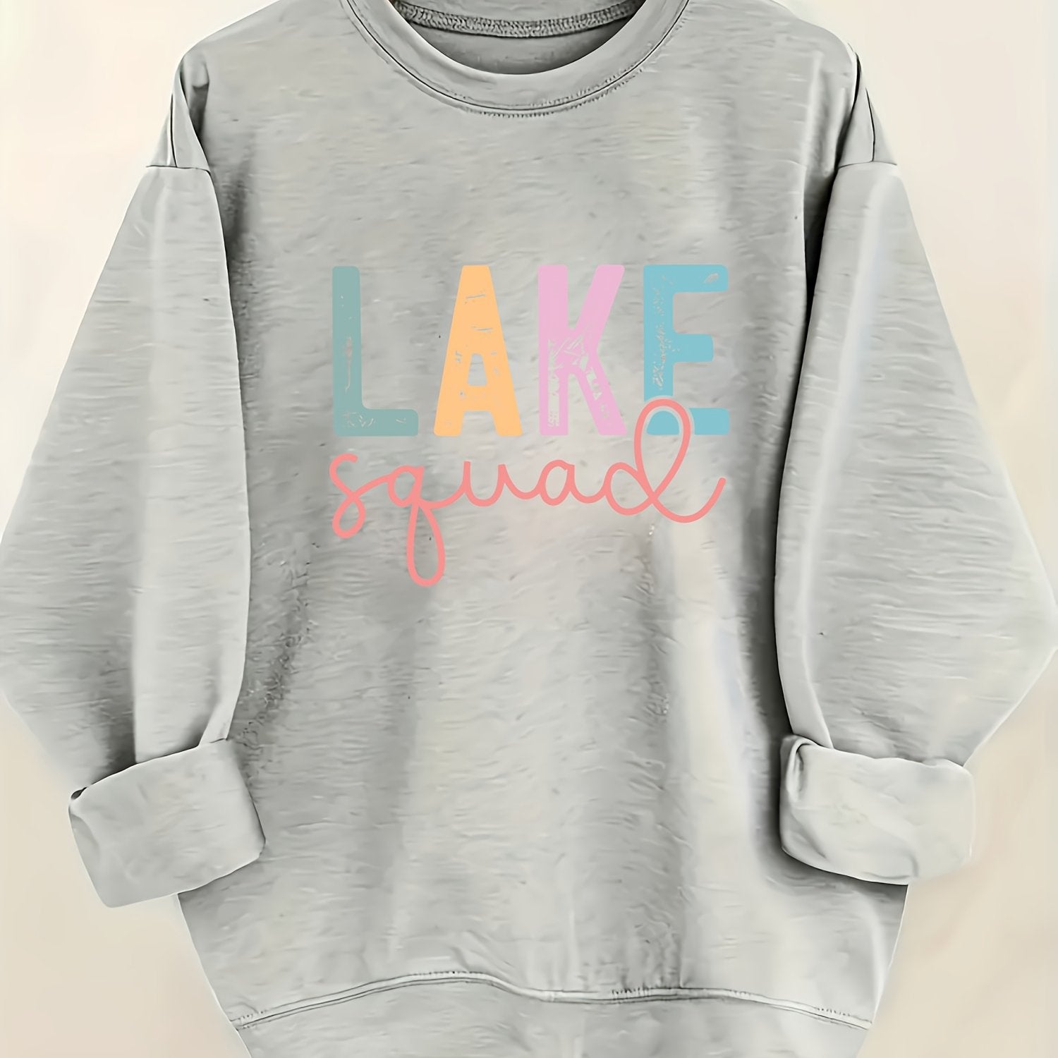Letter Print Sweatshirt, Crew Neck Casual Sweatshirt for Women's Clothing