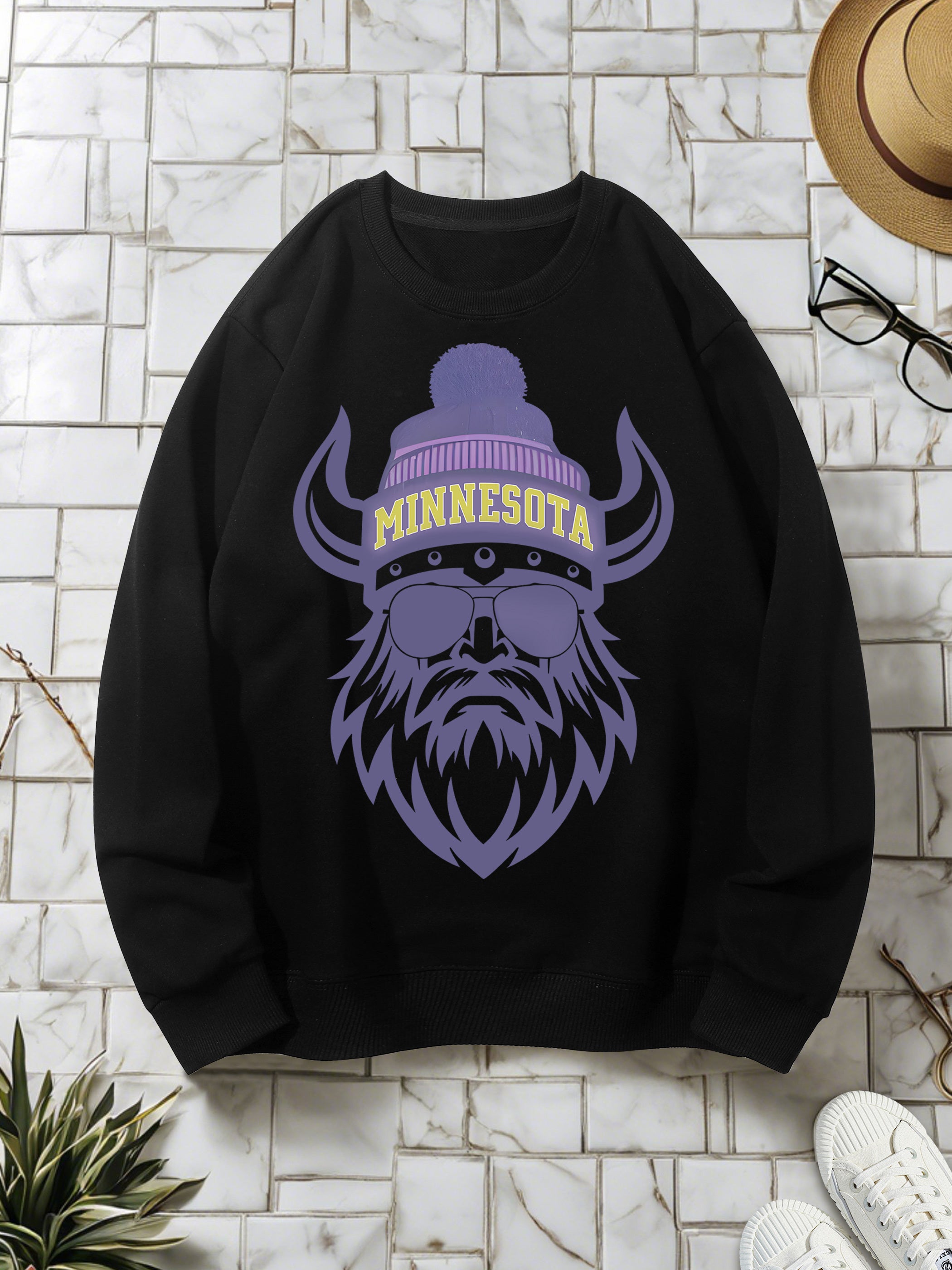 Vintage Team Football Ash Cotton Sweatshirt - Long Sleeve, Knit Fabric, Relaxed Fit, Full Size, Fashionable Graphic Print, Perfect for Casual Outings and Daily Wear