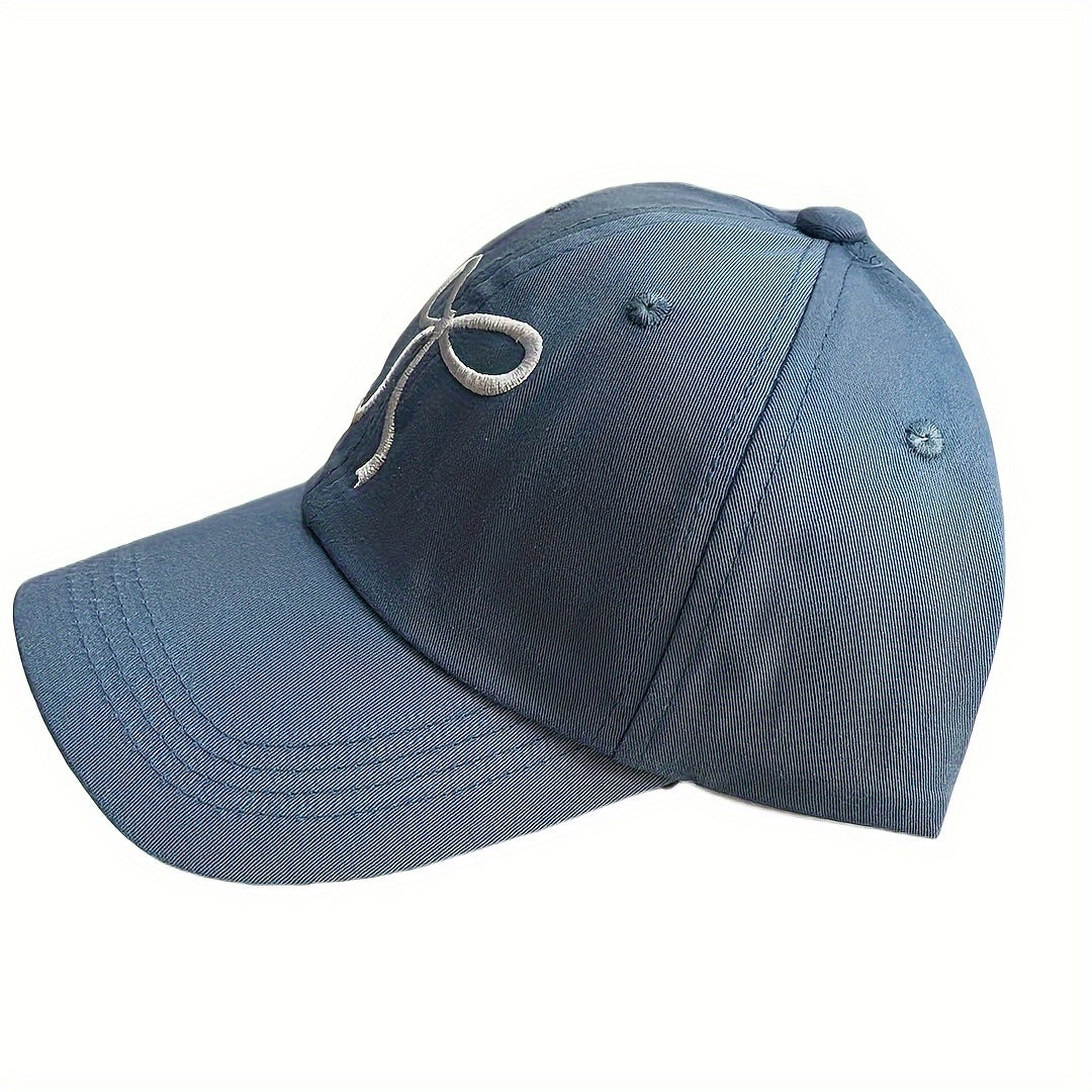 Monochrome Adjustable Bowknot Embroidered Baseball Cap - Cute Sweet Style Versatile Sunshade Peaked Dad Hats