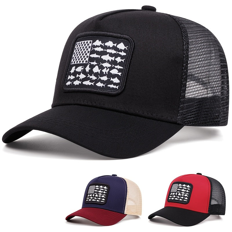 Fish Star Patch Cloth Embroidered Baseball Cap Men'S And Women'S Outdoor Sports Event Cap American Truck Driver Cap Casual