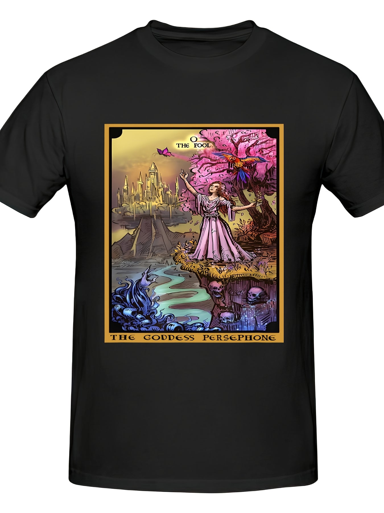 Occult Tarot Graphic Tee - Gothic Witch Clothing with The Underworld Goddess, Black T-Shirt for Halloween, Pagans, Wiccans - Plus Size Available - Heavy Cotton Shirt for Men & Women, Halloween Costumes, Spiritual Apparel, Mys