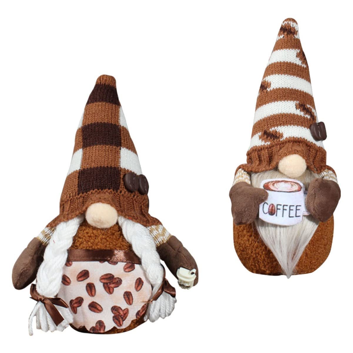 Coffee Gnomes Plush Doll Coffee Bar Decoration Swedish Tomte Elf Dwarf Collectible Figurines Dangle Leg Shelf Sitters Farmhouse Home Kitchen Decor Coffee Lover Gifts