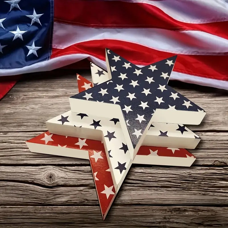 4th Of July Patriotic Wooden Decorations - Great for Independence Day Table Decorations, Tabletop Decorations, Party Supplies, Room Decorations, Summer Home Decor And Table Centerpieces, Great Gift Giving!