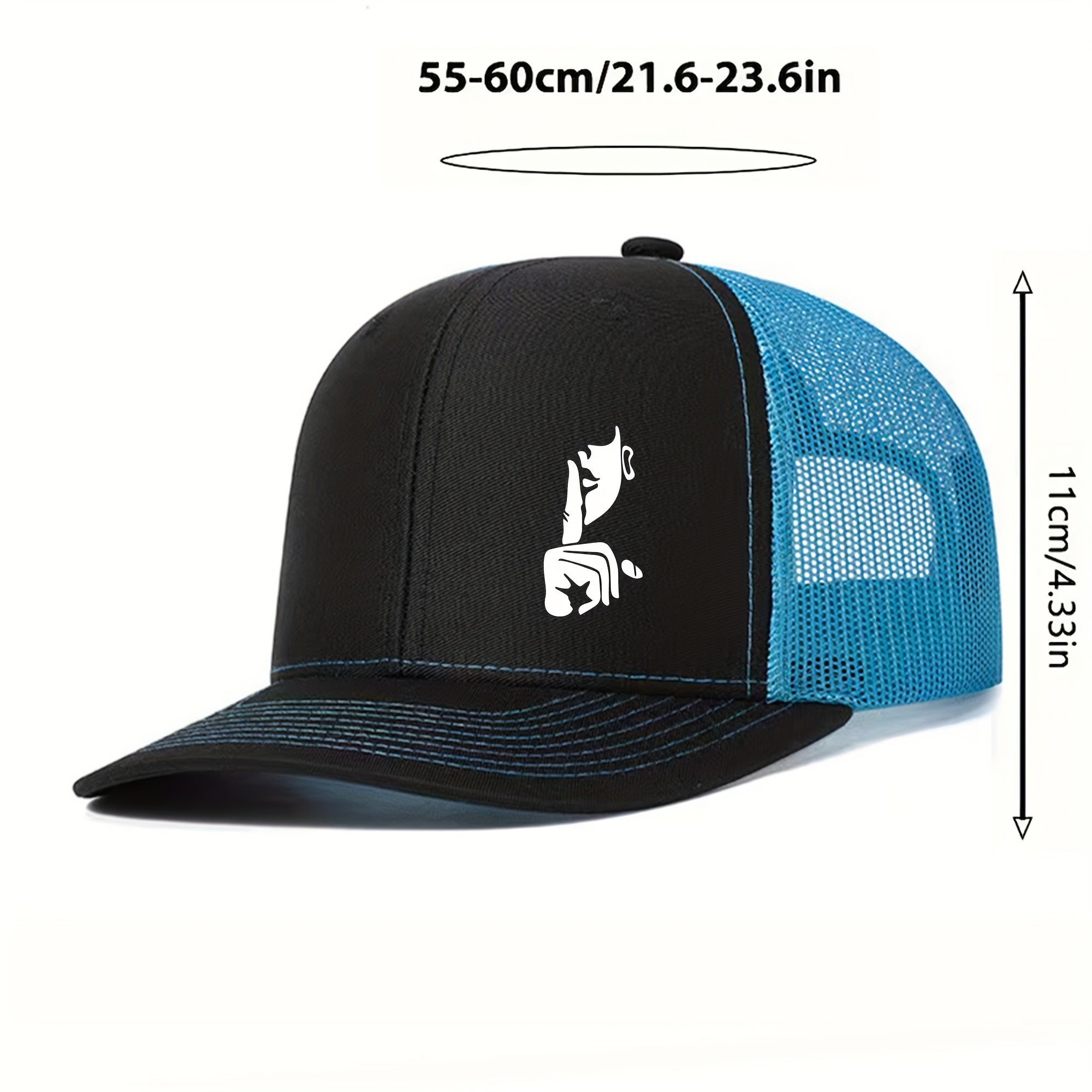 Finger Print Mesh Trucker Baseball Cap for Men & Women - Lightweight Breathable Two-Tone Design, 6 Colors (Black/Blue, Green, Grey, Orange, Brown, Tan), Sports Cap | Trendy Baseball Cap | Structured Cap