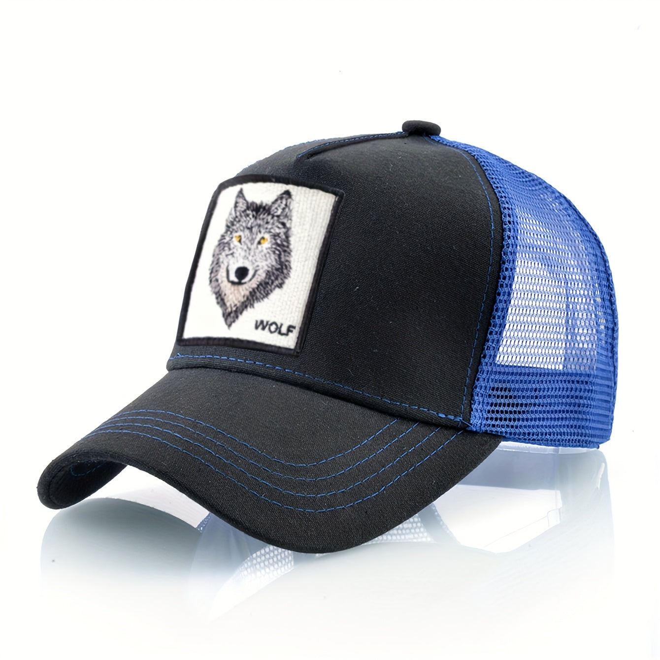Men'S & Women'S Wolf Embroidery Snapback Trucker Hat - Breathable, Fitted, All-Season Outdoor Sports Cap with Adjustable Sizing, Outdoor Sports Cap|Adjustable Headgear|Snapback Closure