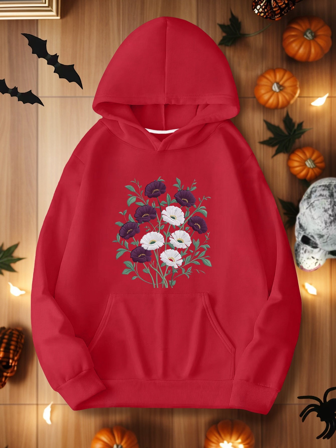 teediy Embroidered floral design women's hoodies