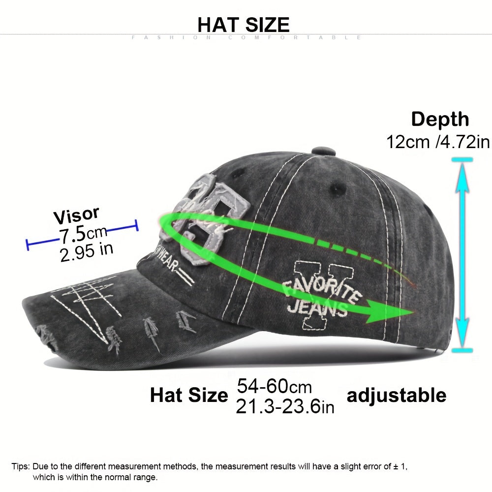 1985 Embroidery Vintage Lightweight Adjustable Dad Hat - Ripped Baseball Cap Washed Distressed Patch Sunscreen Sports